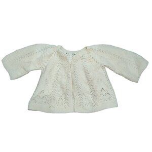 Handmade 12–18M Vintage Baby Cardigan Sweater Cream Open Knit Lightweight